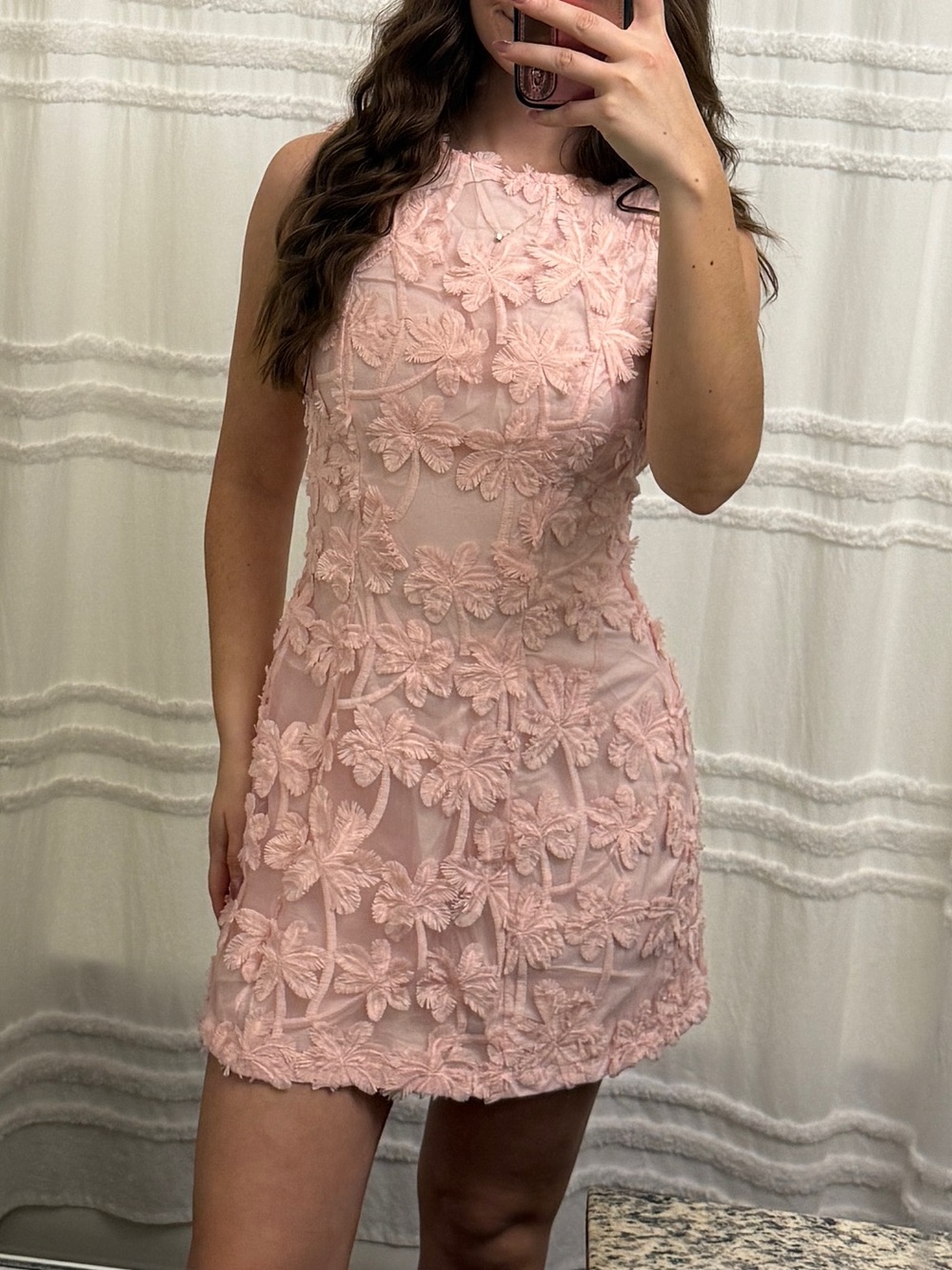 Fortunate One Junebug Pink Floral Appliqué Mini Dress